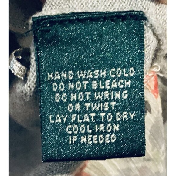 Ralph Lauren Sweater Womens Large Gray Lightweight Knit Chiffon Floral Hem Boho - Picture 6 of 7